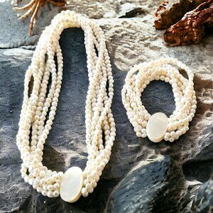 Freshwater Pearl Multi Strand Magnetic Necklace and Bracelet